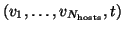 $(v_1, \ldots, v_{N_{\rm hosts}}, t)$